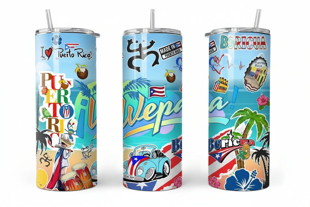 PUERTO RICO SKINNY TUMBLER 20 OZ