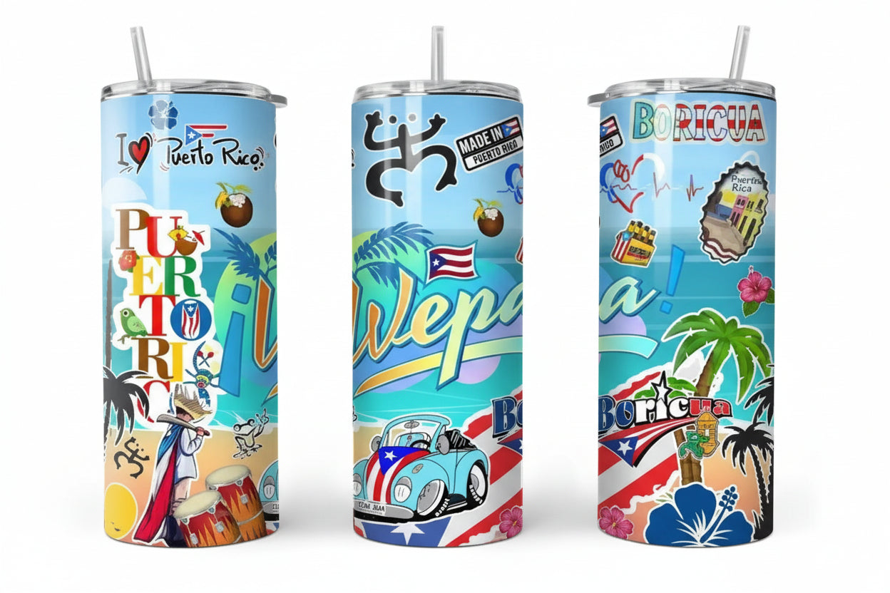 PUERTO RICO SKINNY TUMBLER 20 OZ
