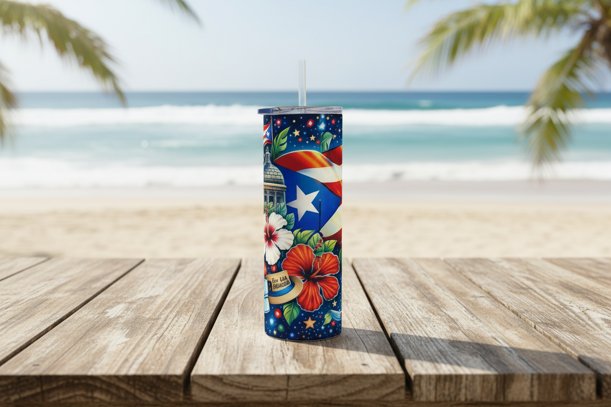 PUERTO RICO SKINNY TUMBLER 20 OZ