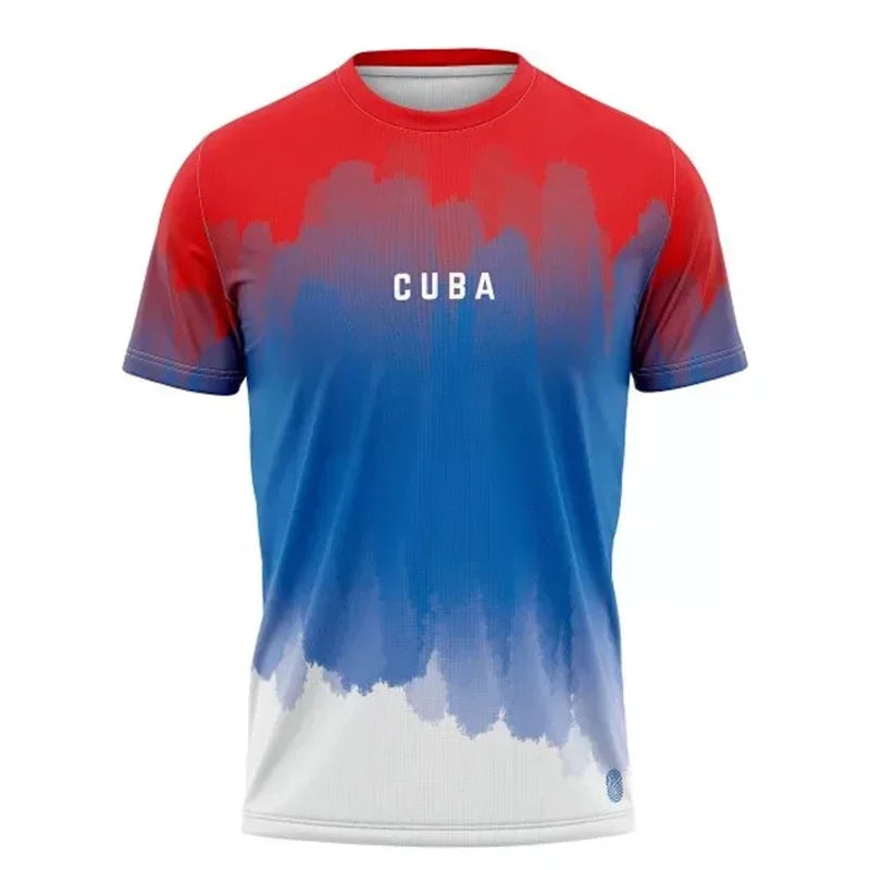 Cuba Flag Football T-shirt For Men Camo Stripes Sport Fashion Short Sleeve T Shirts 2025 Summer Novelty Loose Breathable Tee Top