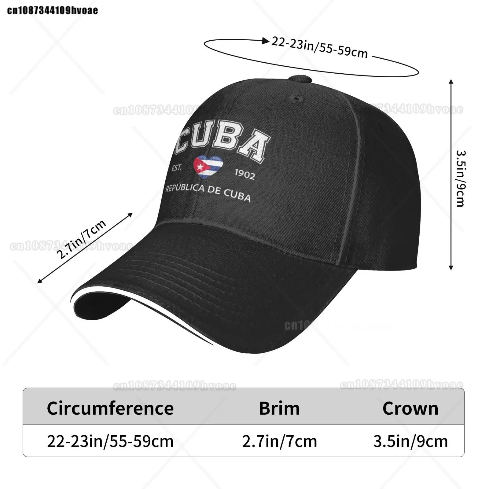 Cuba Baseball Cap EST.1902 La República De Cuba Denim Caps Adjustable Fashion Casual Trucker Hats for Outdoor Fishing Activities