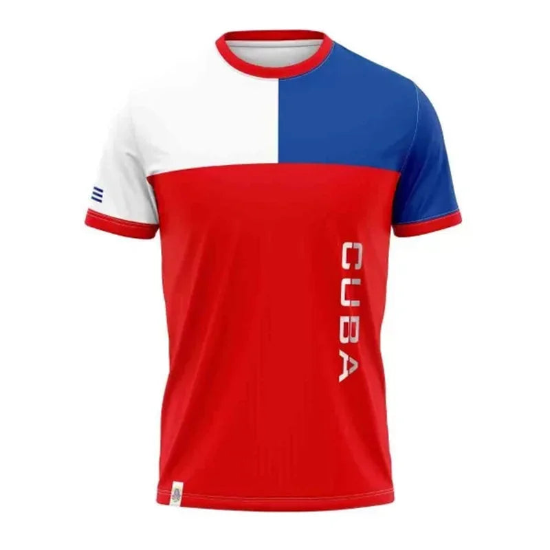 Cuba Flag Football T-shirt For Men Camo Stripes Sport Fashion Short Sleeve T Shirts 2025 Summer Novelty Loose Breathable Tee Top