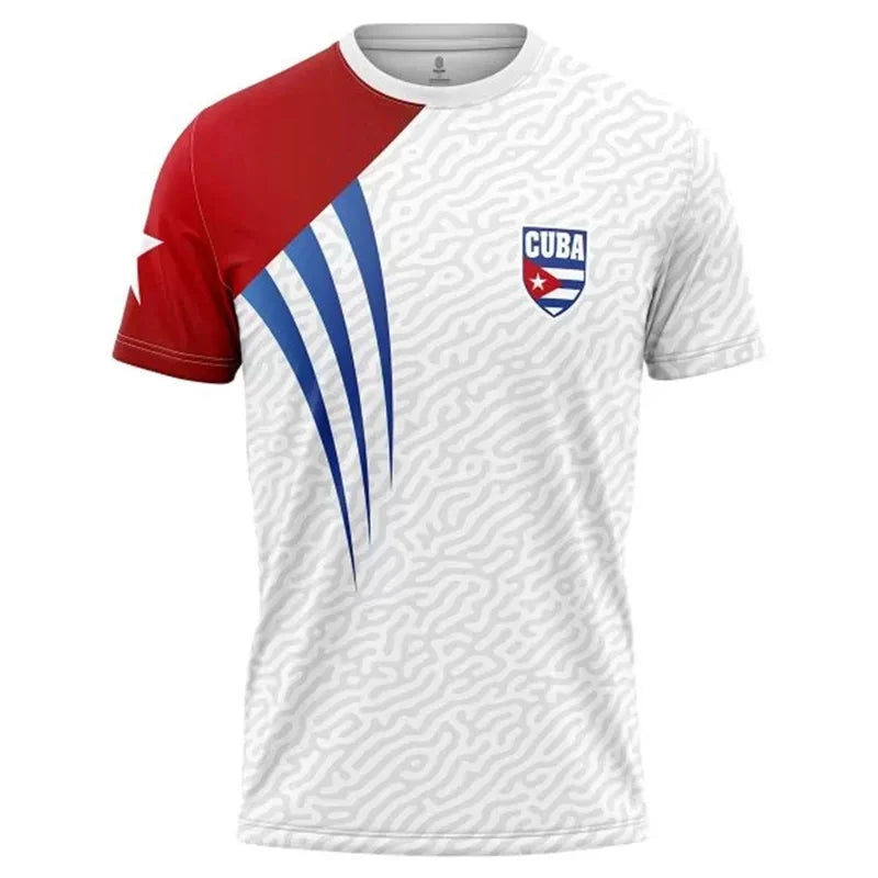 Cuba Flag Football T-shirt For Men Camo Stripes Sport Fashion Short Sleeve T Shirts 2025 Summer Novelty Loose Breathable Tee Top