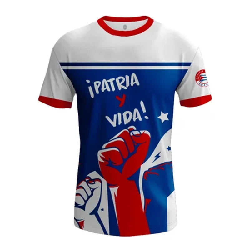 Cuba Flag Football T-shirt For Men Camo Stripes Sport Fashion Short Sleeve T Shirts 2025 Summer Novelty Loose Breathable Tee Top