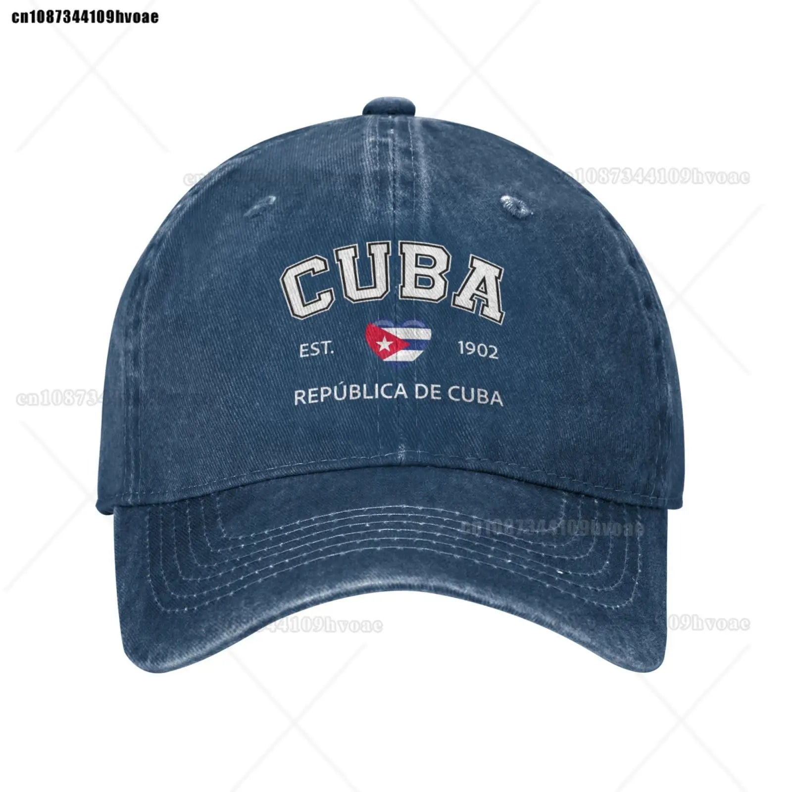 Cuba Baseball Cap EST.1902 La República De Cuba Denim Caps Adjustable Fashion Casual Trucker Hats for Outdoor Fishing Activities