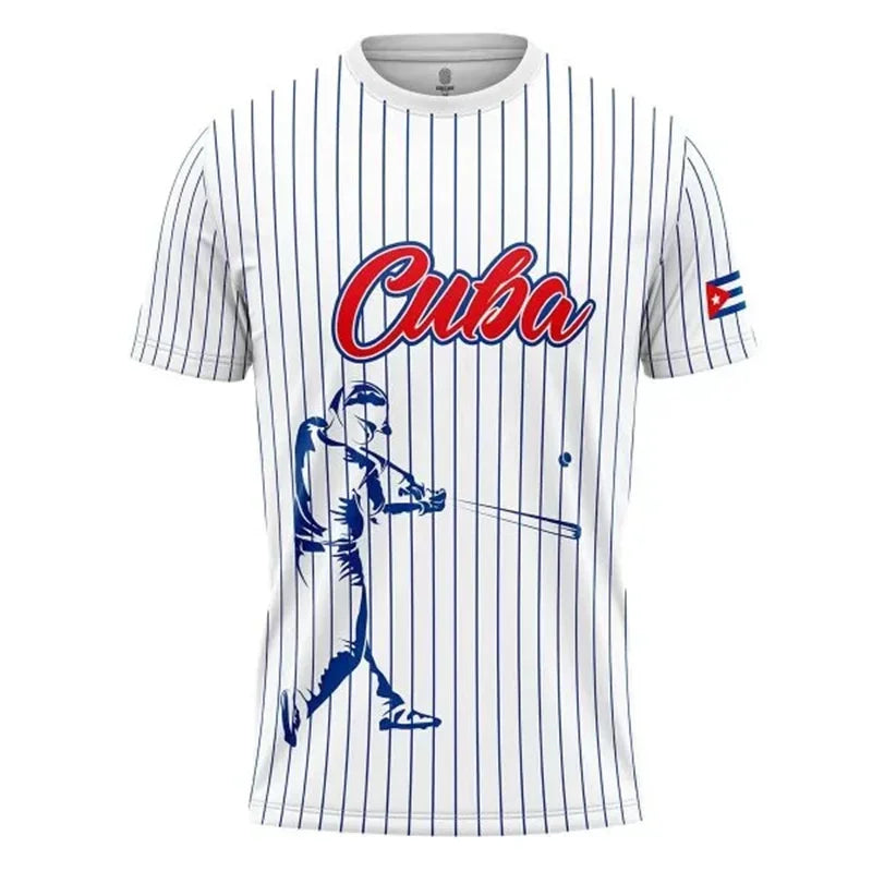 Cuba Flag Football T-shirt For Men Camo Stripes Sport Fashion Short Sleeve T Shirts 2025 Summer Novelty Loose Breathable Tee Top