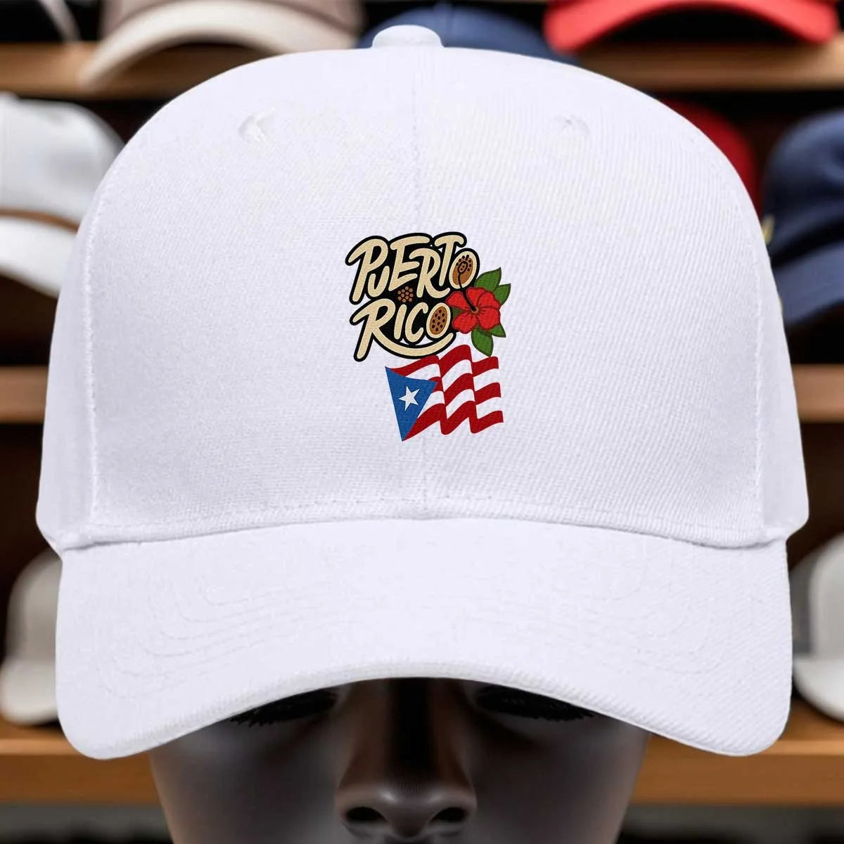 Puerto Rico Flag Tropical Flower Baseball Cap Cotton Casual Adjustable Hat for Adults