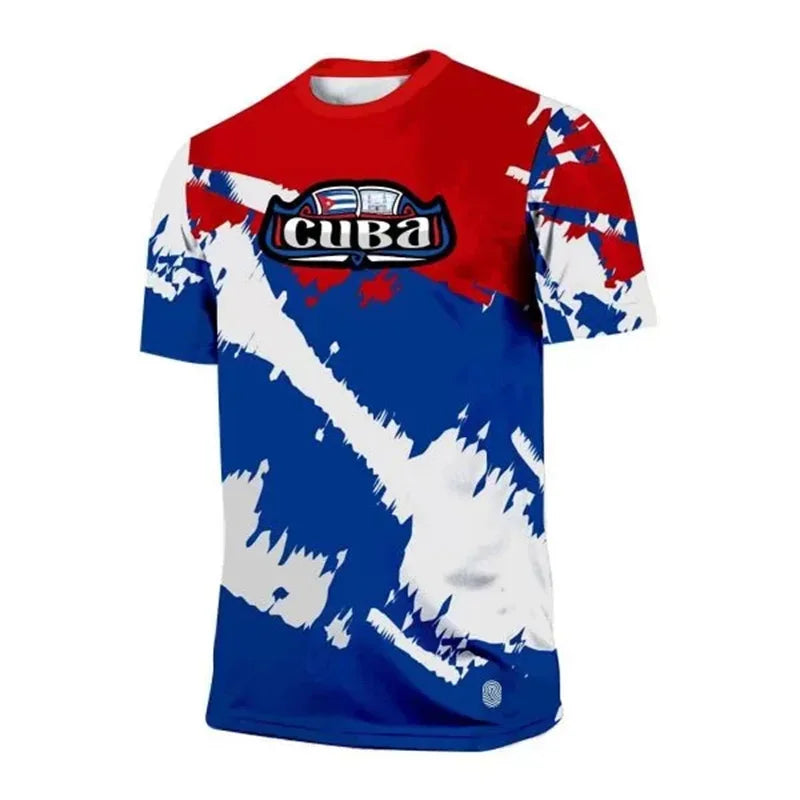 Cuba Flag Football T-shirt For Men Camo Stripes Sport Fashion Short Sleeve T Shirts 2025 Summer Novelty Loose Breathable Tee Top