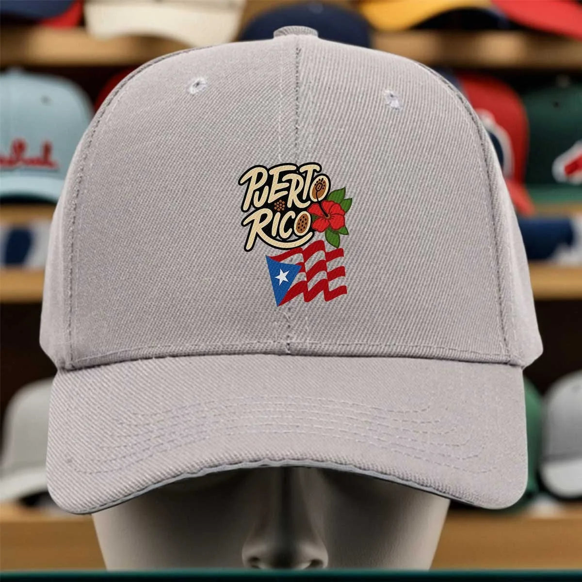 Puerto Rico Flag Tropical Flower Baseball Cap Cotton Casual Adjustable Hat for Adults