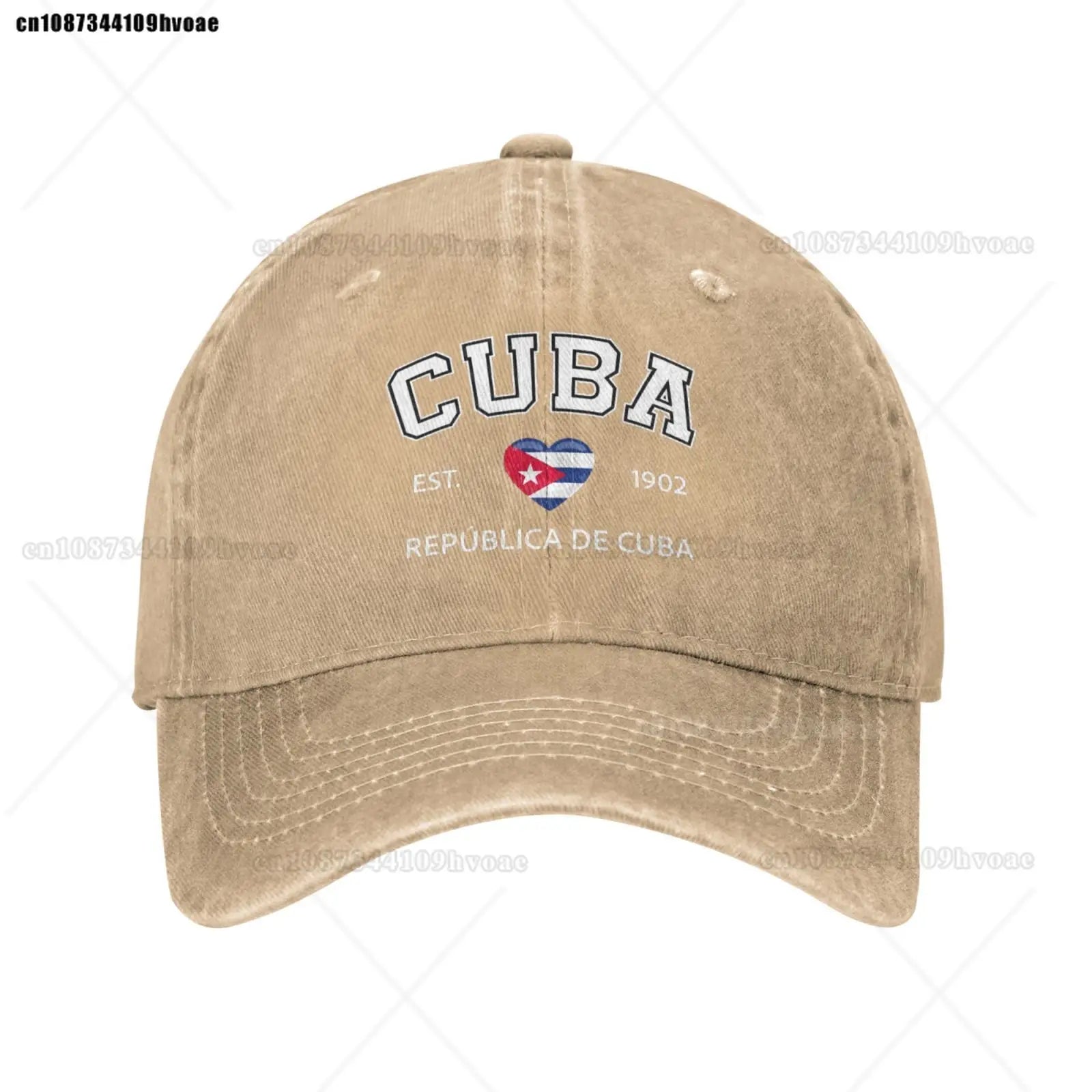 Cuba Baseball Cap EST.1902 La República De Cuba Denim Caps Adjustable Fashion Casual Trucker Hats for Outdoor Fishing Activities