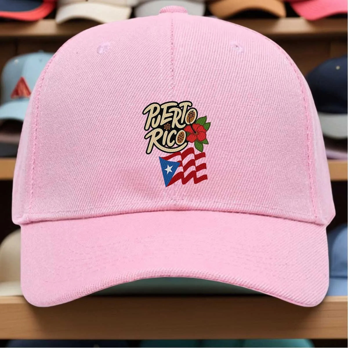 Puerto Rico Flag Tropical Flower Baseball Cap Cotton Casual Adjustable Hat for Adults