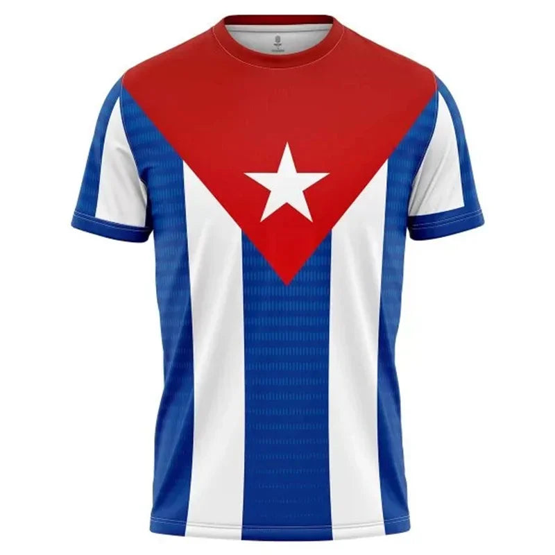 Cuba Flag Football T-shirt For Men Camo Stripes Sport Fashion Short Sleeve T Shirts 2025 Summer Novelty Loose Breathable Tee Top
