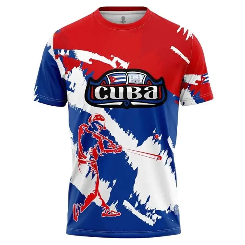 Cuba Flag Football T-shirt For Men Camo Stripes Sport Fashion Short Sleeve T Shirts 2025 Summer Novelty Loose Breathable Tee Top