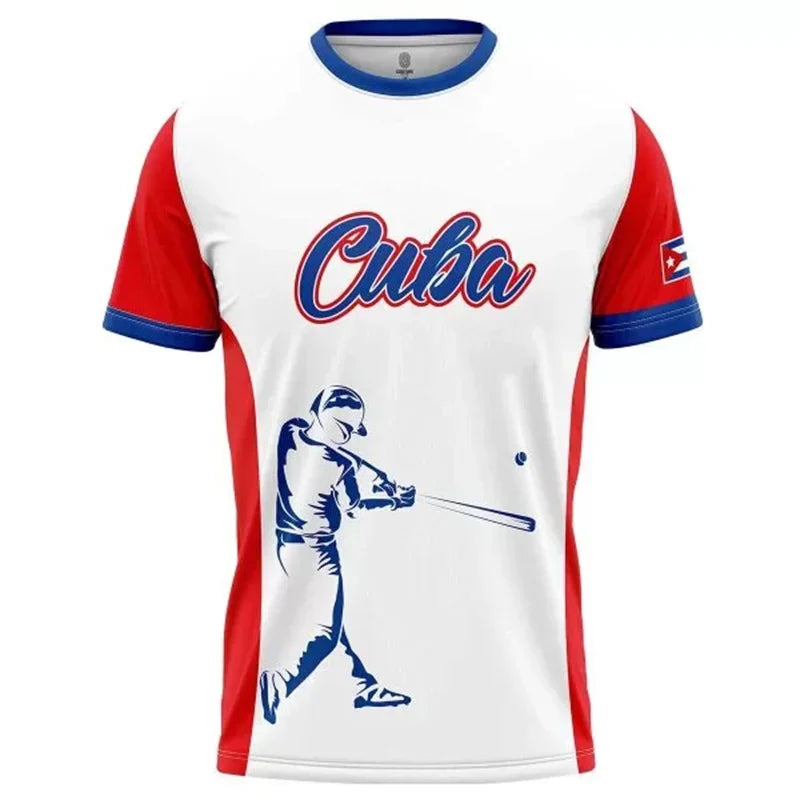Cuba Flag Football T-shirt For Men Camo Stripes Sport Fashion Short Sleeve T Shirts 2025 Summer Novelty Loose Breathable Tee Top
