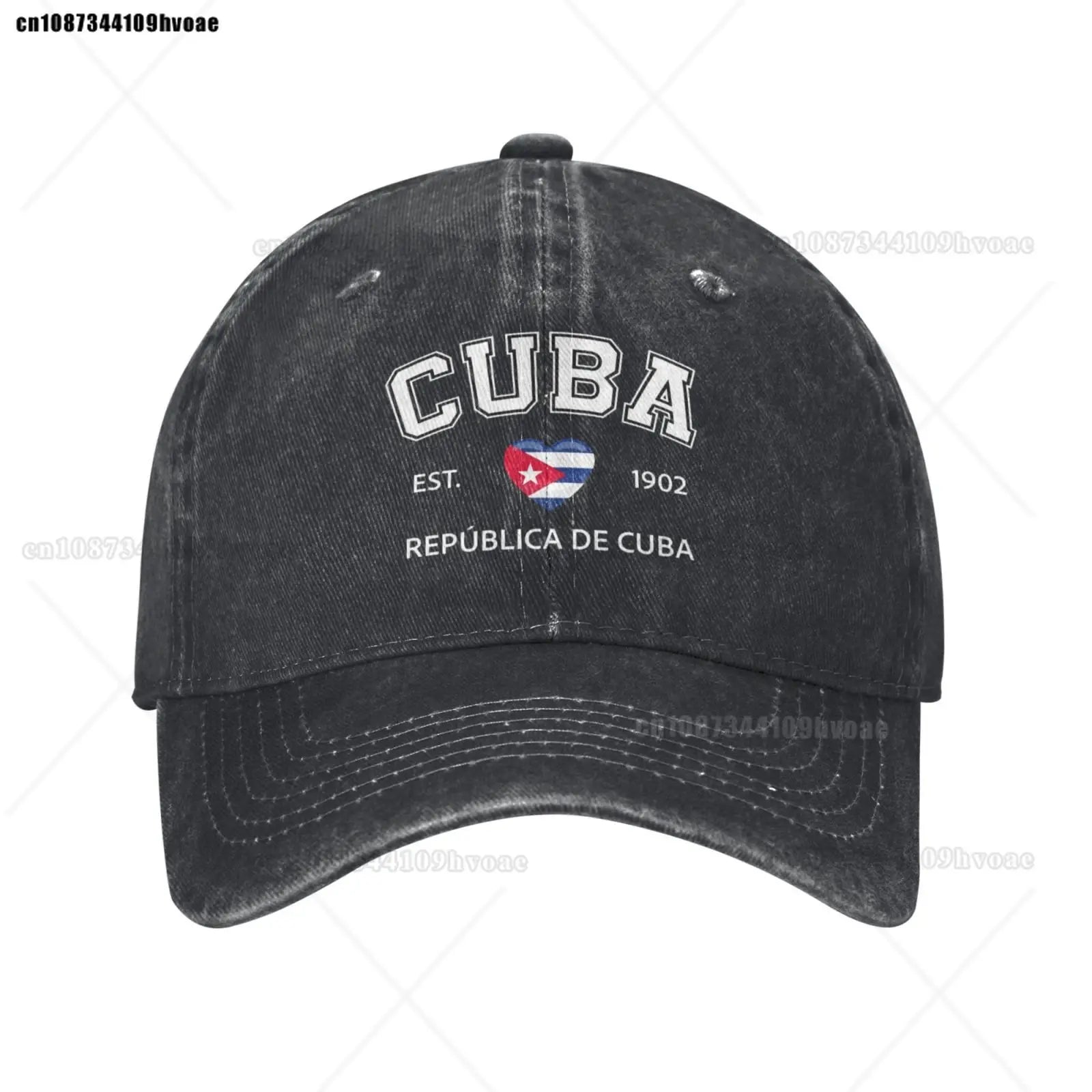 Cuba Baseball Cap EST.1902 La República De Cuba Denim Caps Adjustable Fashion Casual Trucker Hats for Outdoor Fishing Activities