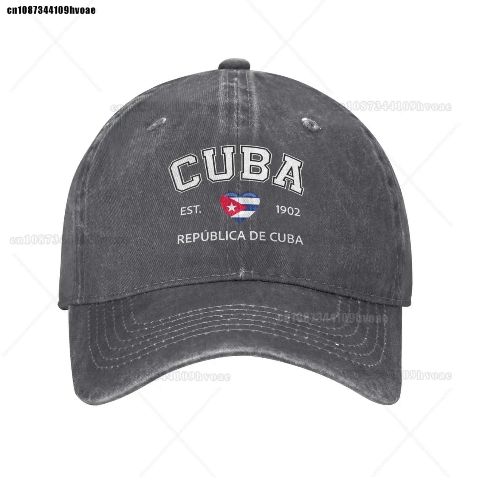 Cuba Baseball Cap EST.1902 La República De Cuba Denim Caps Adjustable Fashion Casual Trucker Hats for Outdoor Fishing Activities