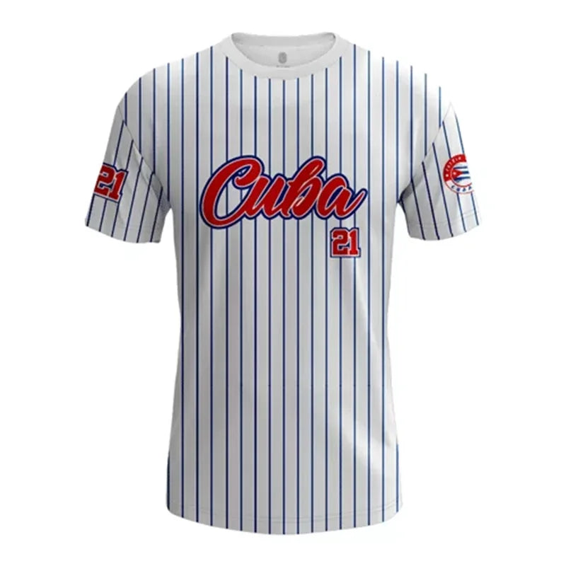 Cuba Flag Football T-shirt For Men Camo Stripes Sport Fashion Short Sleeve T Shirts 2025 Summer Novelty Loose Breathable Tee Top