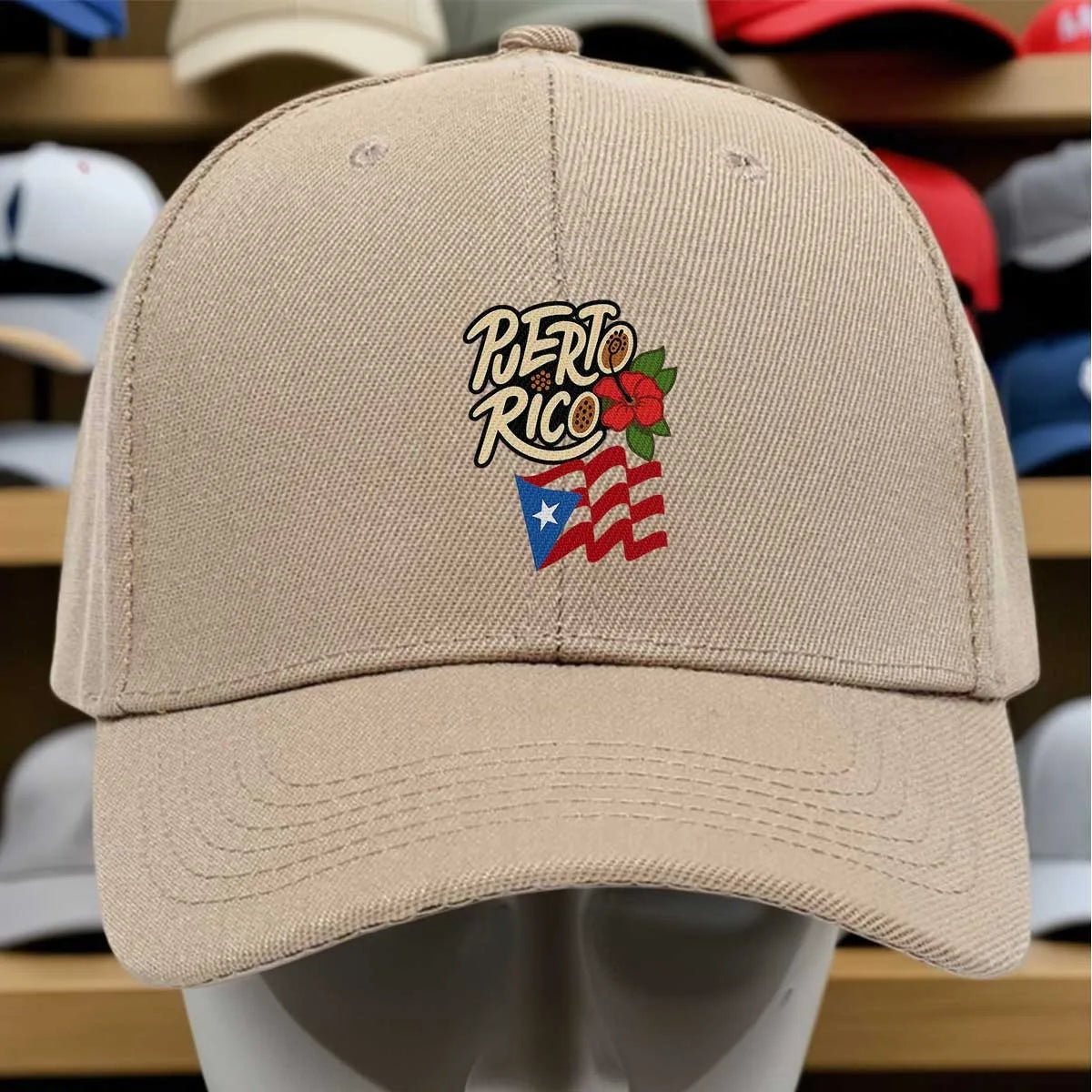 Puerto Rico Flag Tropical Flower Baseball Cap Cotton Casual Adjustable Hat for Adults