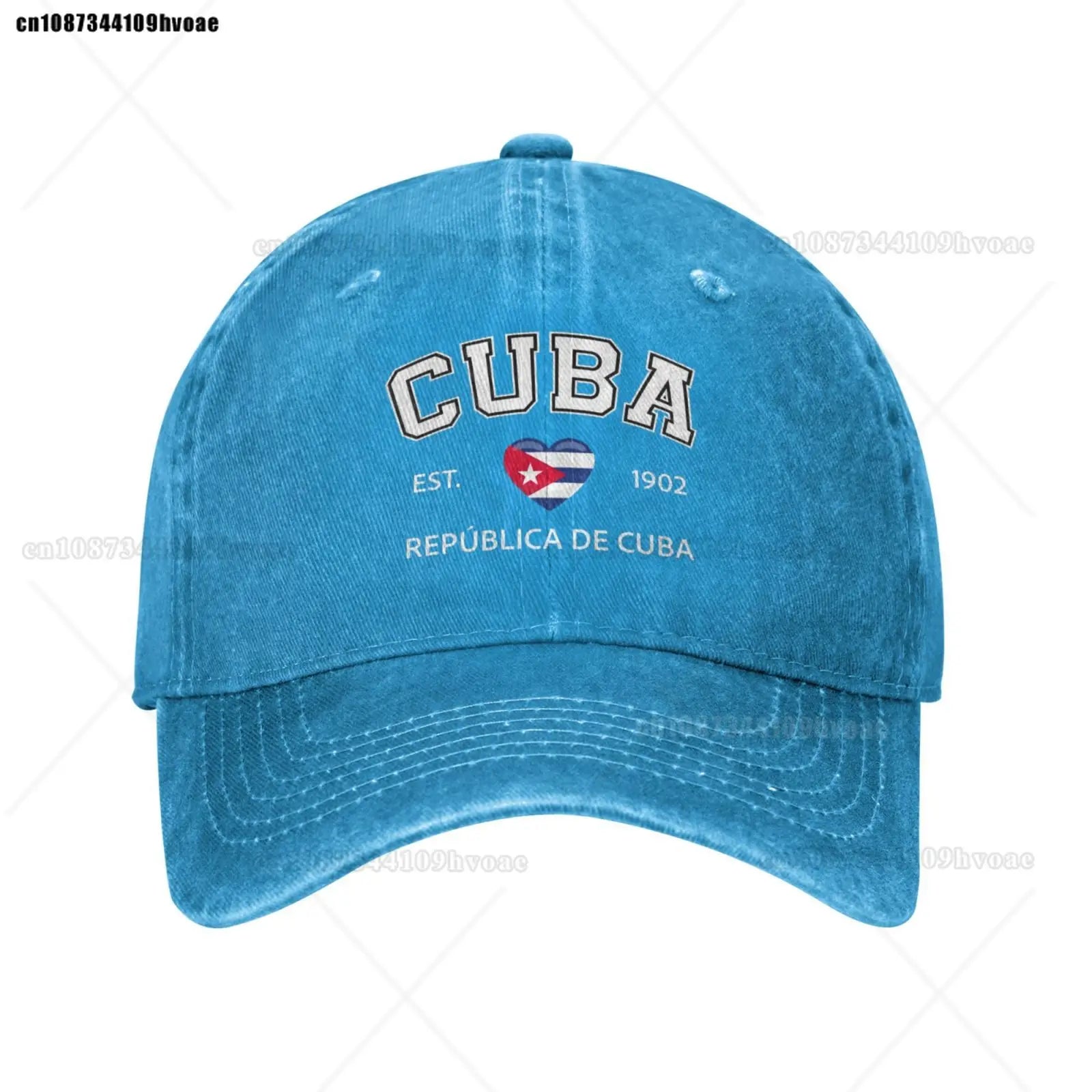 Cuba Baseball Cap EST.1902 La República De Cuba Denim Caps Adjustable Fashion Casual Trucker Hats for Outdoor Fishing Activities