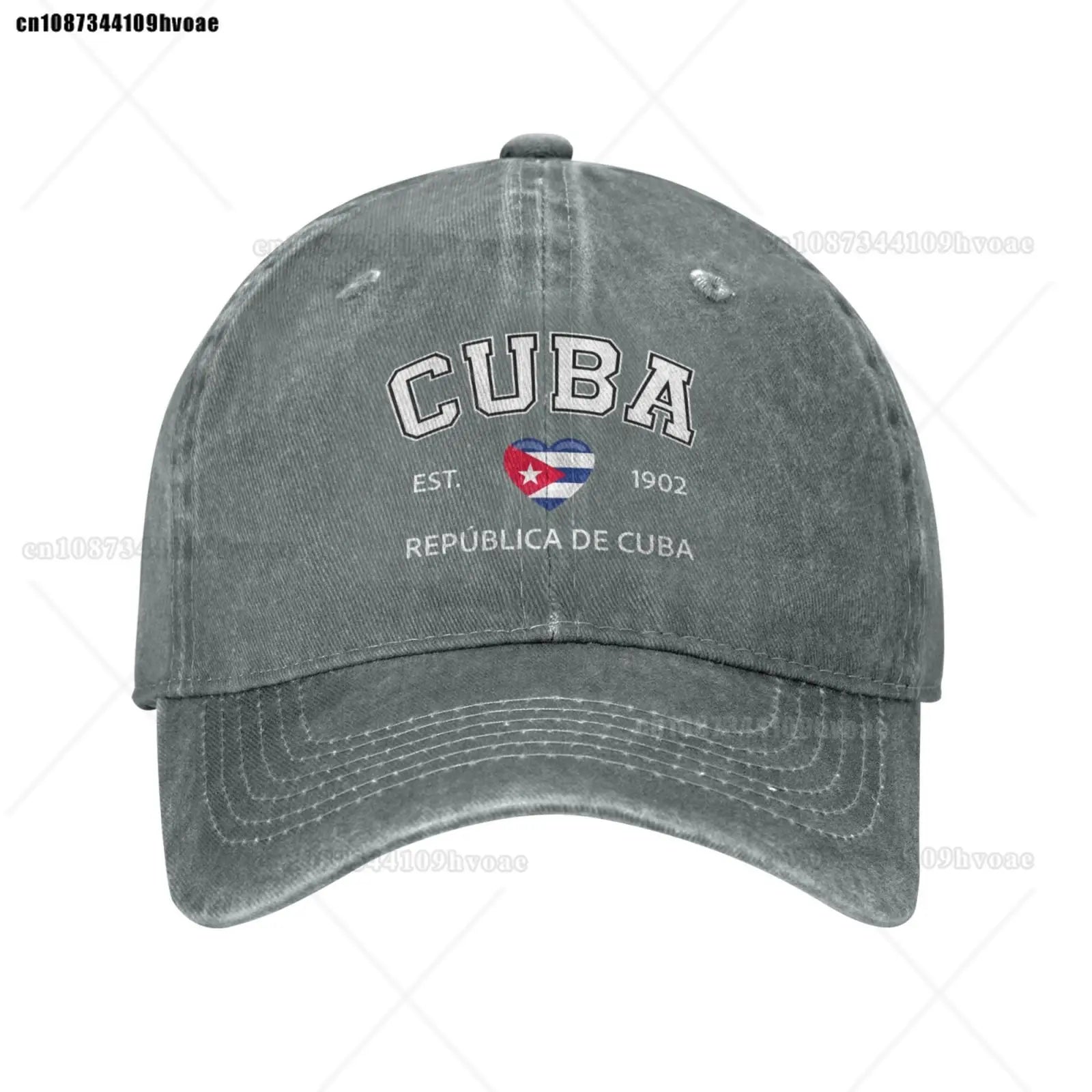 Cuba Baseball Cap EST.1902 La República De Cuba Denim Caps Adjustable Fashion Casual Trucker Hats for Outdoor Fishing Activities