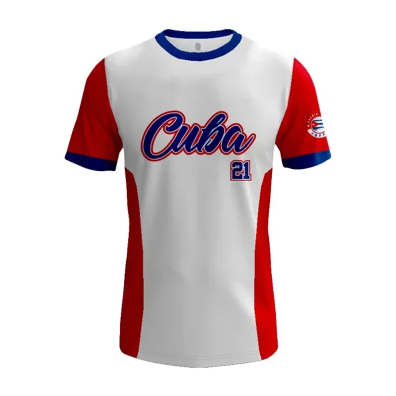 Cuba Flag Football T-shirt For Men Camo Stripes Sport Fashion Short Sleeve T Shirts 2025 Summer Novelty Loose Breathable Tee Top