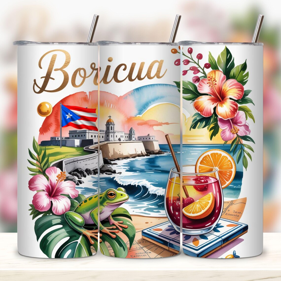 PUERTO RICO SKINNY TUMBLER 20 OZ